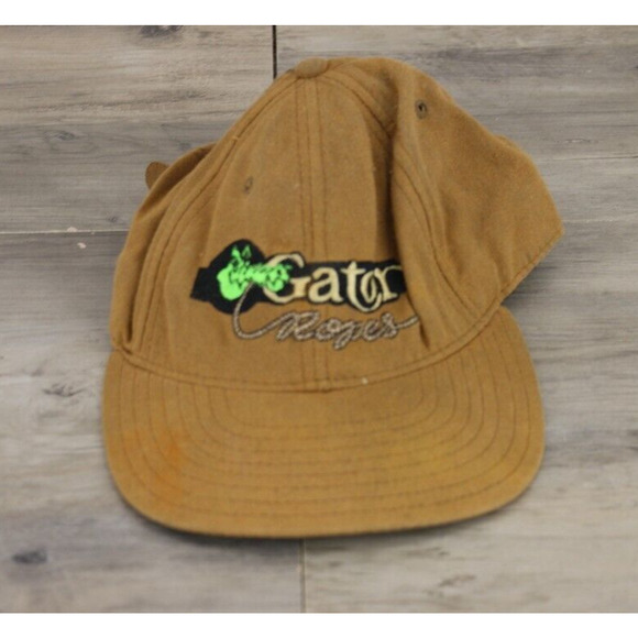 VINTAGE Classic Zip Back Canvas Hat Cap Brown Gator Ropes - Picture 1 of 9